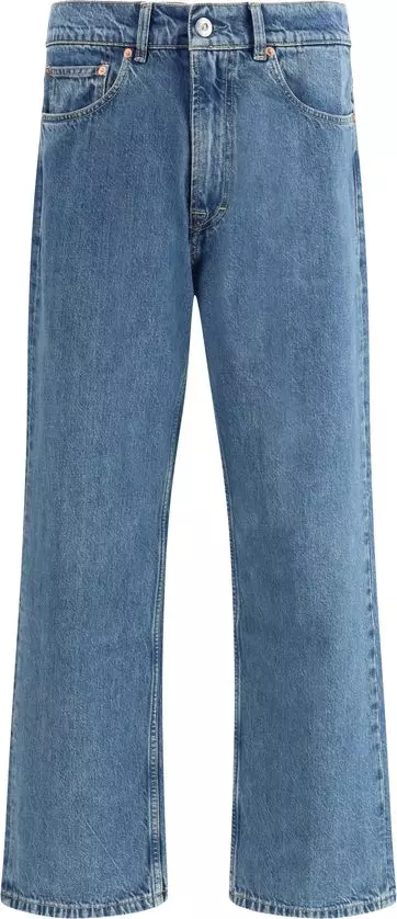 Blue Cotton Tapered Jeans