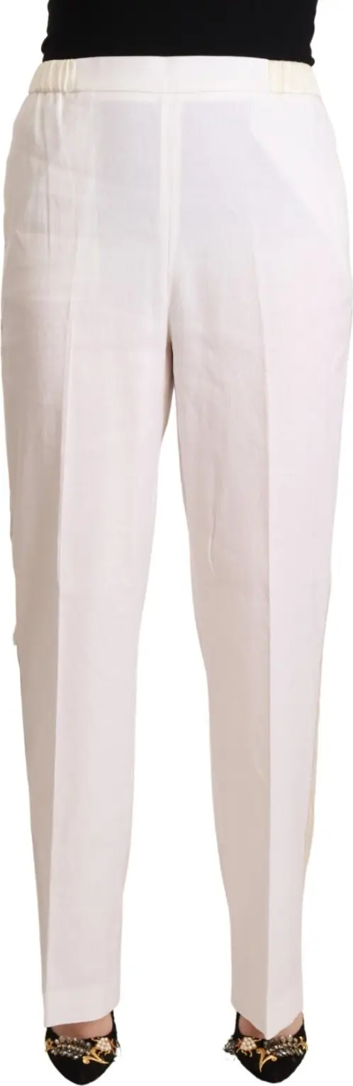 Linen White High Waist Straight Formal Trouser Pants