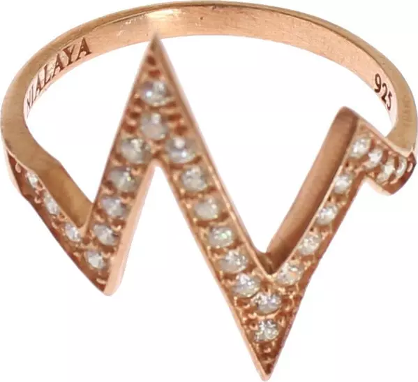 Pink Gold 925 Silver Womens Clear Ring
