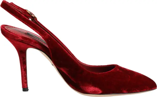 Red Suede High Heels Slingbacks Sandals Shoes