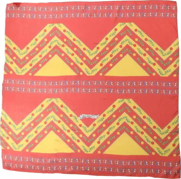 Multicolor Silk Geometric Square Foulard Scarf