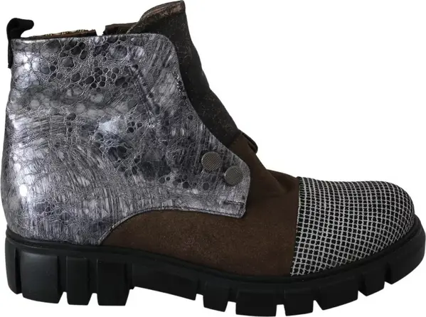 Multicolor Leather Suede Zipper Ankle Boots Shoes
