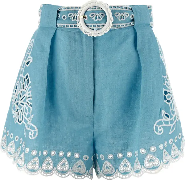 Blue Linen Bermuda Shorts