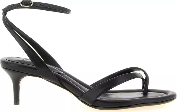 Black Cowhide Stiletto Heel Sandals