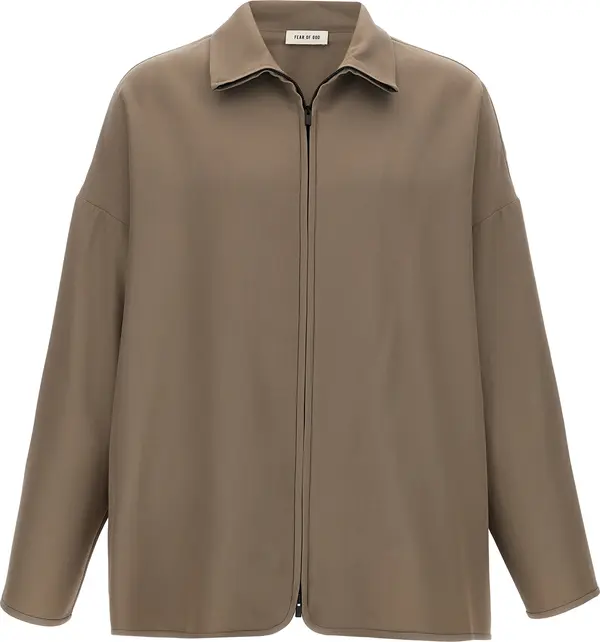 Beige Virgin Wool Full-Length Jacket