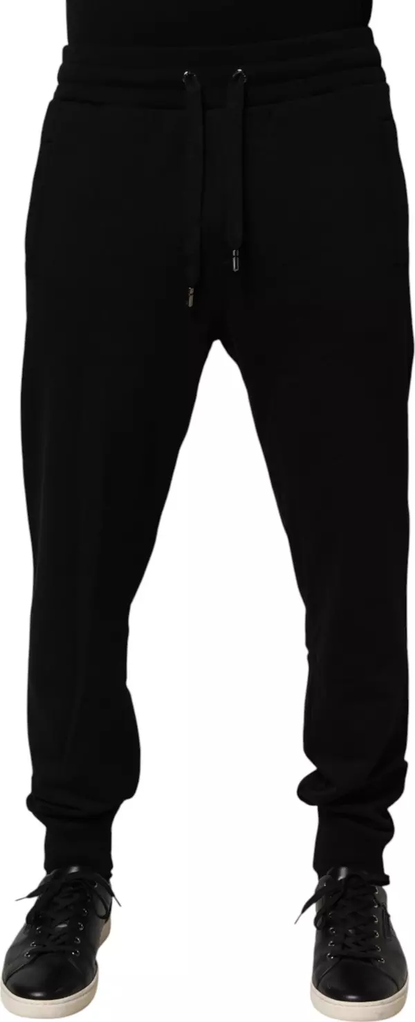 Black DG Logo Cotton Jogger Sweatpants Pants