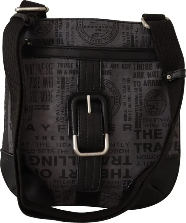 Gray Printed Logo Shoulder Crossbody Purse Bag