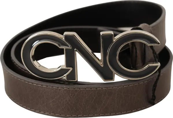 Brown Letter Logo Buckle Belt