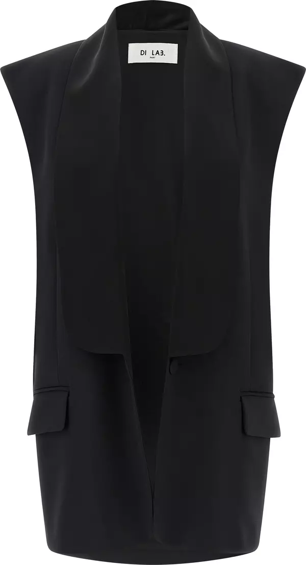 Black Viscose Sleeveless Jacket
