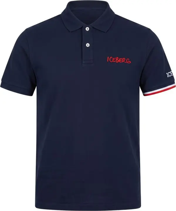 Blue Cotton Men Polo Shirt