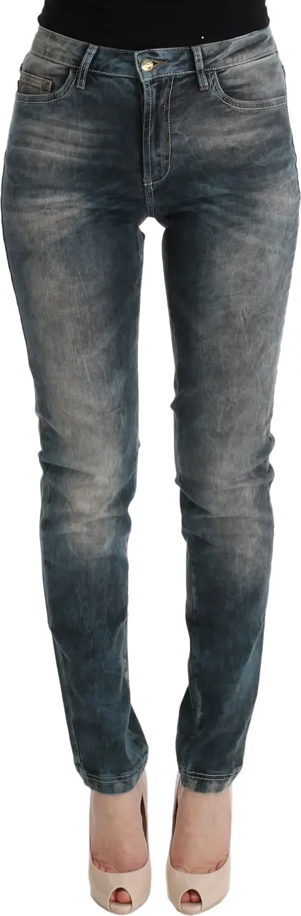 Blue Wash Cotton Blend Slim Fit Jeans