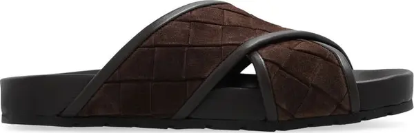 Brown Lamb Leather Flat Sandals