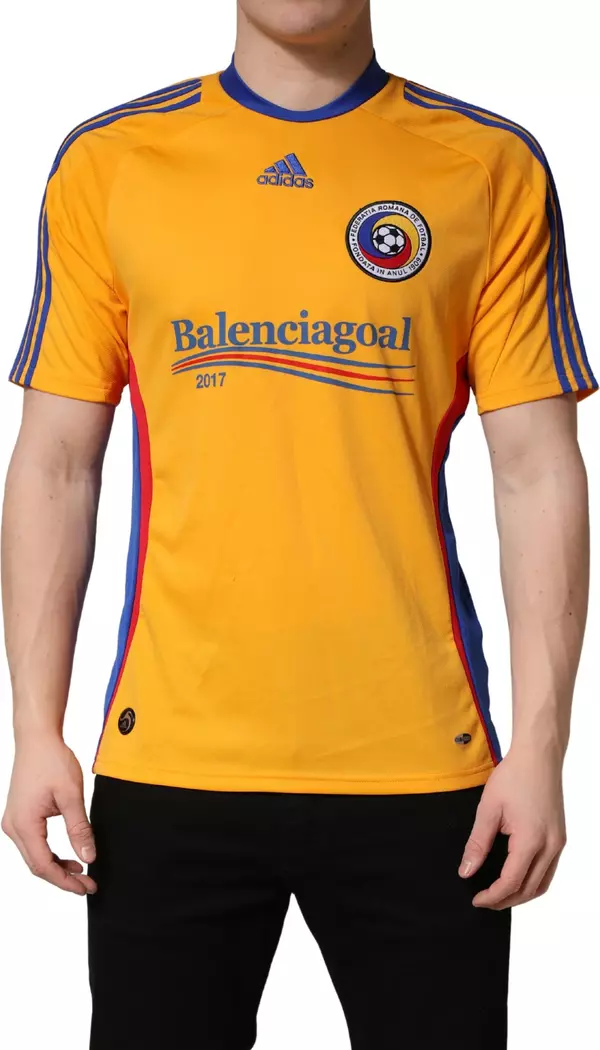 Yellow Polyester Balenciagoal CrewNeck Jersey T-shirt