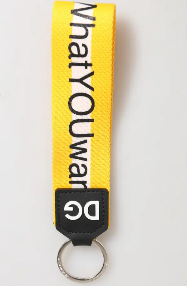 Yellow Logo Polyester Silver Brass Holder Keychain Keyring