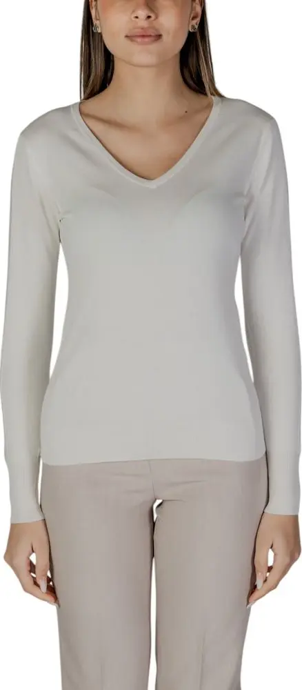 Cream Viscose Long Sleeve T-Shirt