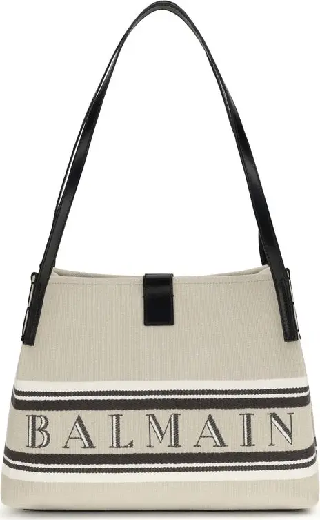 Beige Cotton Shoulder Bag