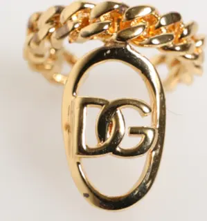 Gold Tone Brass Oval DG Logo Chain Adjustable Ring