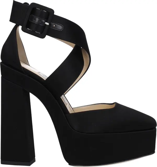 Black Satin Platform Sandals
