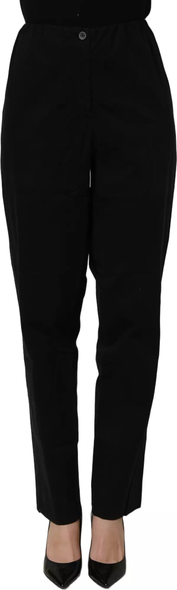 Black High-Waisted Straight Chino Women Trouser Pants