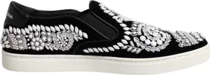 Black Embellished London Men Slip On Shoes