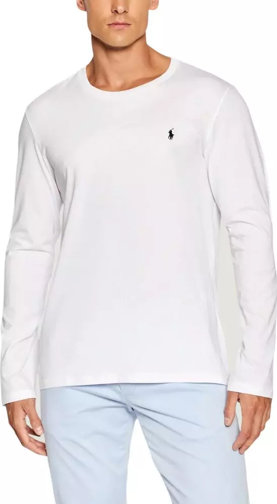 White Cotton Long Sleeve T-Shirt