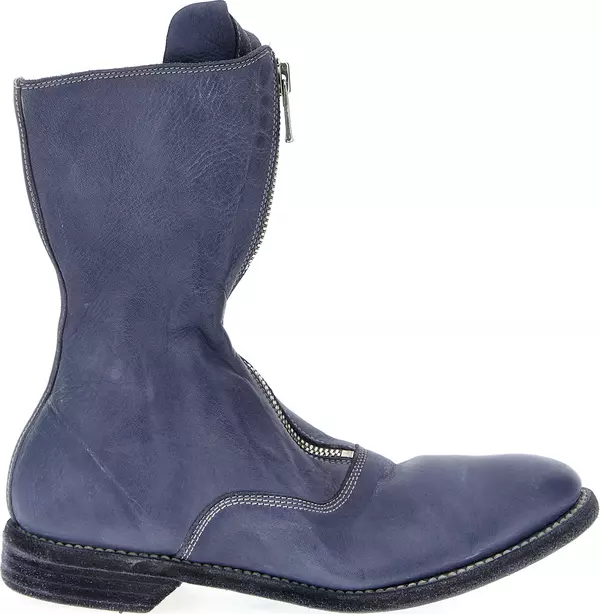 Purple Leather Ankle Boots
