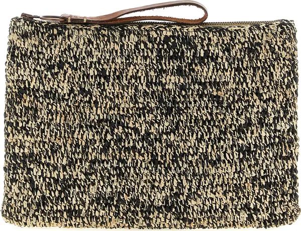 Bicolor Raffia Clutch Bag