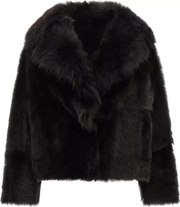 Brown Lamb Fur Full-Length Jacket
