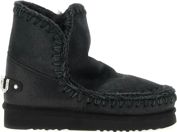 Black Lamb Leather Ankle Boots