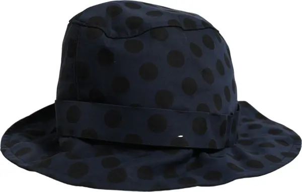 Blue Black Polka Dot Cotton Bucket Capello Hat