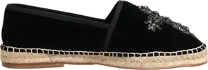 Black Cross Crystal Slip On Espadrille Shoes