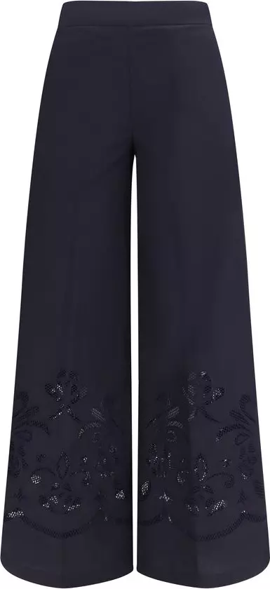 Blue Cotton Casual Pants