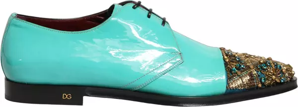 Aqua Blue Embellished Derby Dress Formal Shoes