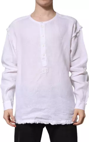 White Linen Long Sleeves Casual Men Shirt
