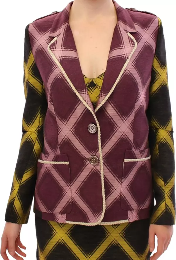 Purple checkered blazer jacket