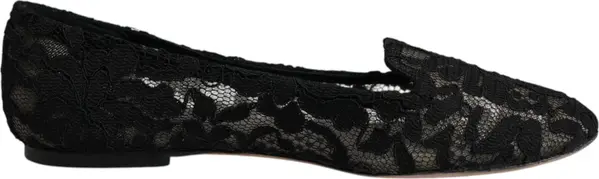 Black Taormina Lace Slip On Flats Shoes
