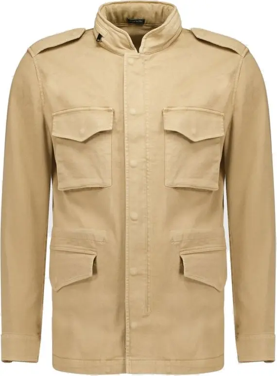 Beige Cotton Full-Length Jacket