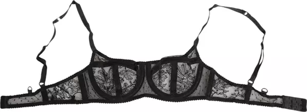 Black Floral Lace Sheer Underwire Bra Underwear