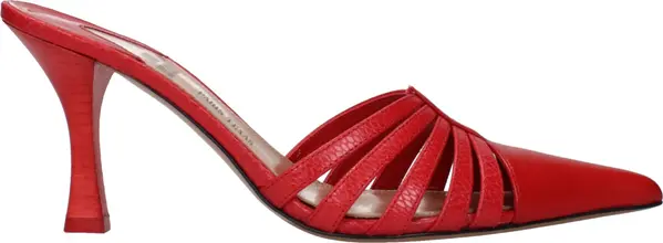 Red Leather Stiletto Heel Sandals