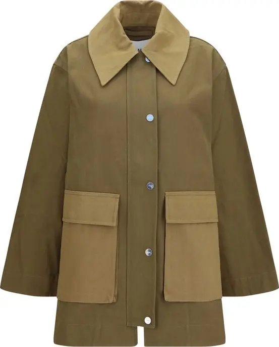 Bicolor Cotton Full-Length Jacket