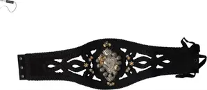 Black Canvas Embellished Waist Women Belt