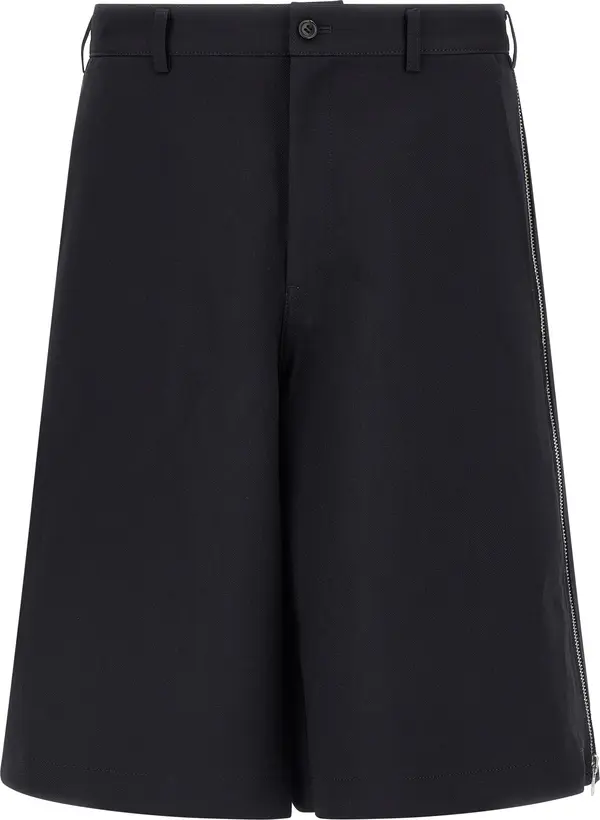 Blue Polyester Bermuda Shorts