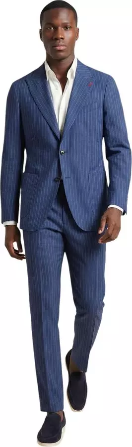 Blue Polyester Two-Piece Suit