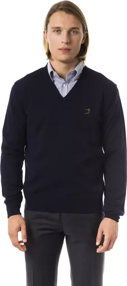 Blue Merino Wool Men Sweater