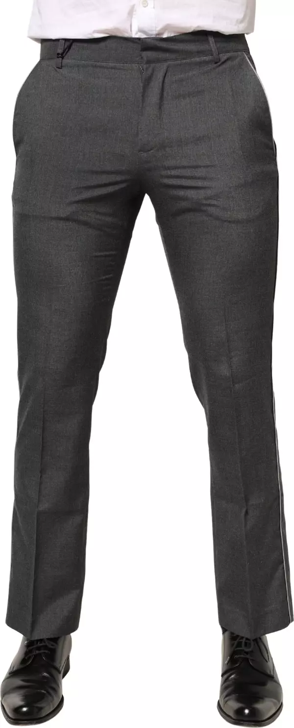 Gray Polyester Formal Dress Trouser Pants