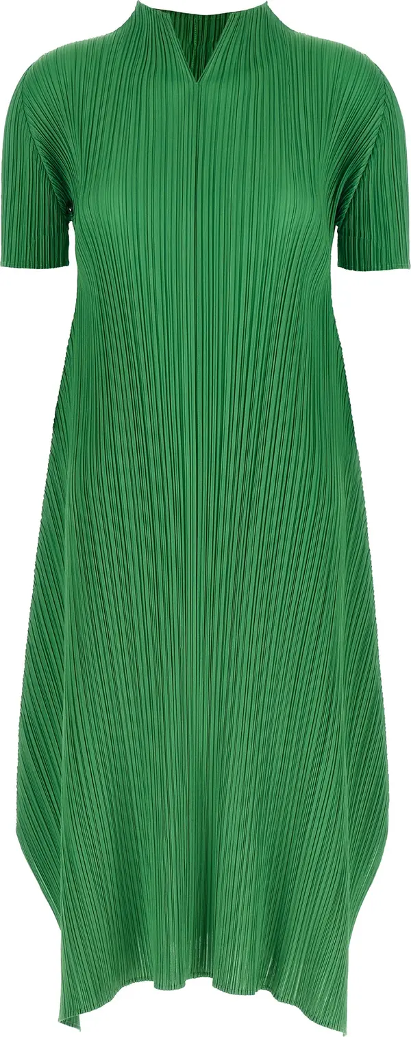 Bicolor Polyester Midi Dress