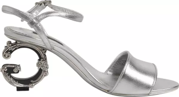 Silver Leather DG Heels Keira Sandals Shoes