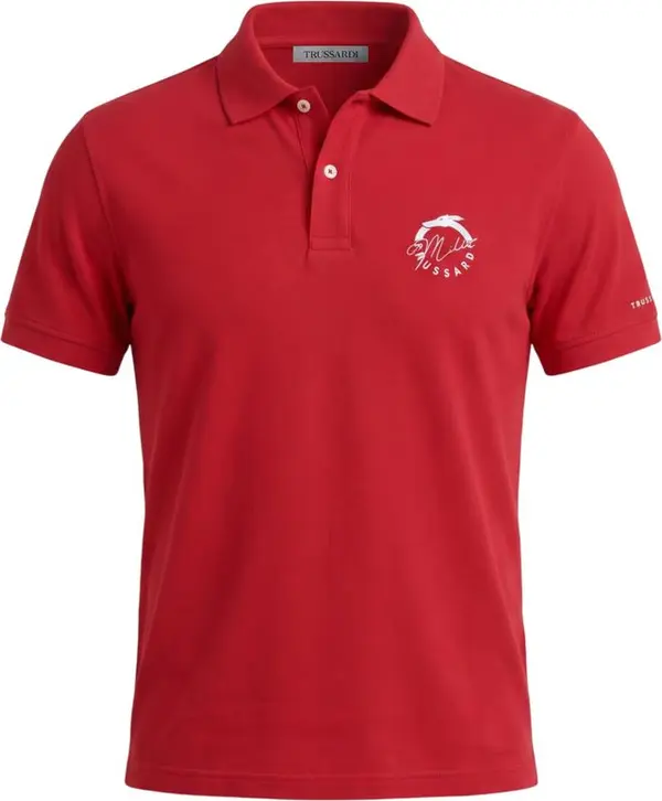 Red Cotton Men Polo Shirt