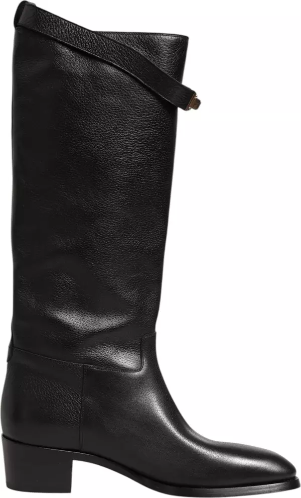 Black Logo Plaque Over The Calf Boots Shoes