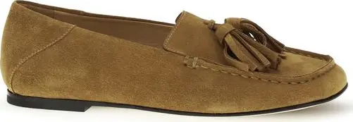 Beige Calf Leather Bos Taurus Slip-On Loafers